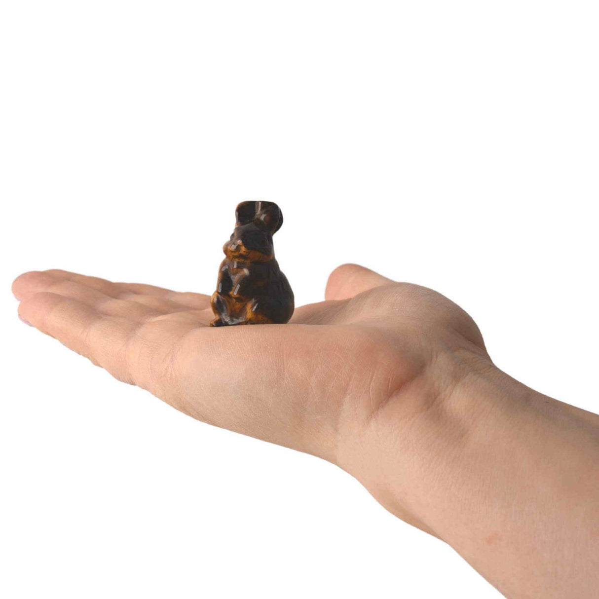 Figurina 4 cm cu forma de iepure sculptata manual din Obsidian natural - Cristale si pietre vindecatoare semipretioase cu animale