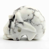 Craniu 5 cm sculptat manual din cristal de Turcoaz Alb piatra semipretioasa vindecatoare Figurina artistica pentru decor de Halloween, decoratiune pentru biroul de acasa