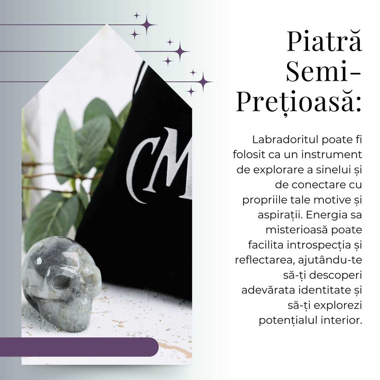Figurina Craniu din Labradorit Natural, 5 cm - Sprijina Transformarea si Protectia Energetica