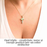 Creativitate si Bucurie de Viata - Colier inox si pandantiv argint 925 placat cu aur de18k si Triplu Opal Etiopian