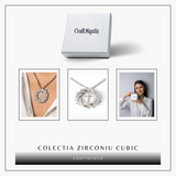 Protectie si Credinta - Colier Cruce cu Zirconiu si Coroana Circulara, Placat Argintiu