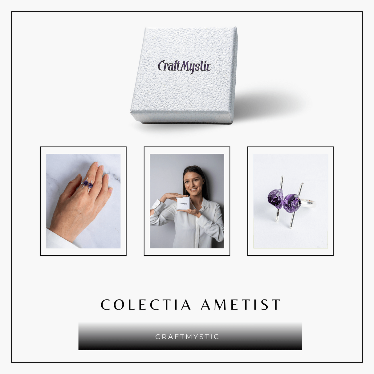 Accesoriu cu sens - Inel cu ametist dublu tija argintiu pentru focus si pace