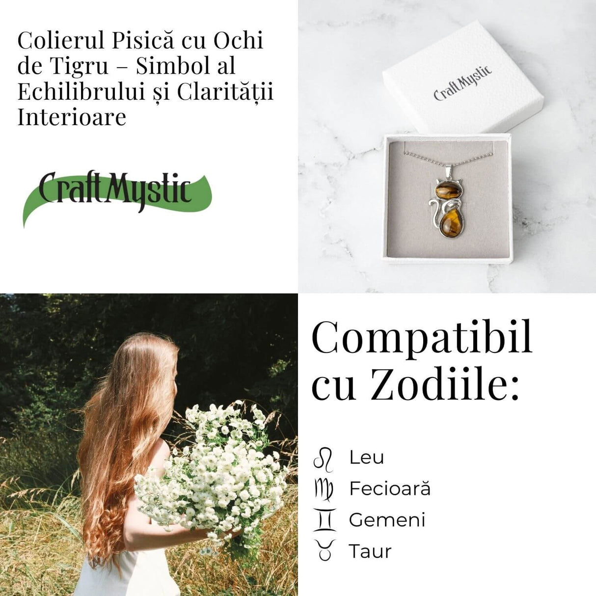 Protectie si Putere - Colier Pisica din Otel Inoxidabil cu Ochi de Tigru