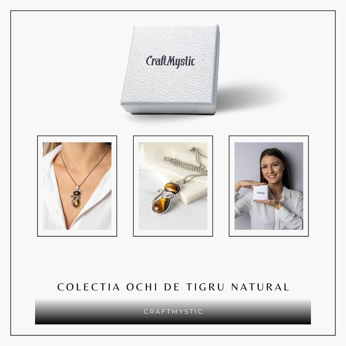 Protectie si Putere - Colier Pisica din Otel Inoxidabil cu Ochi de Tigru