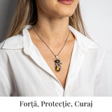 Protectie si Putere - Colier Pisica din Otel Inoxidabil cu Ochi de Tigru