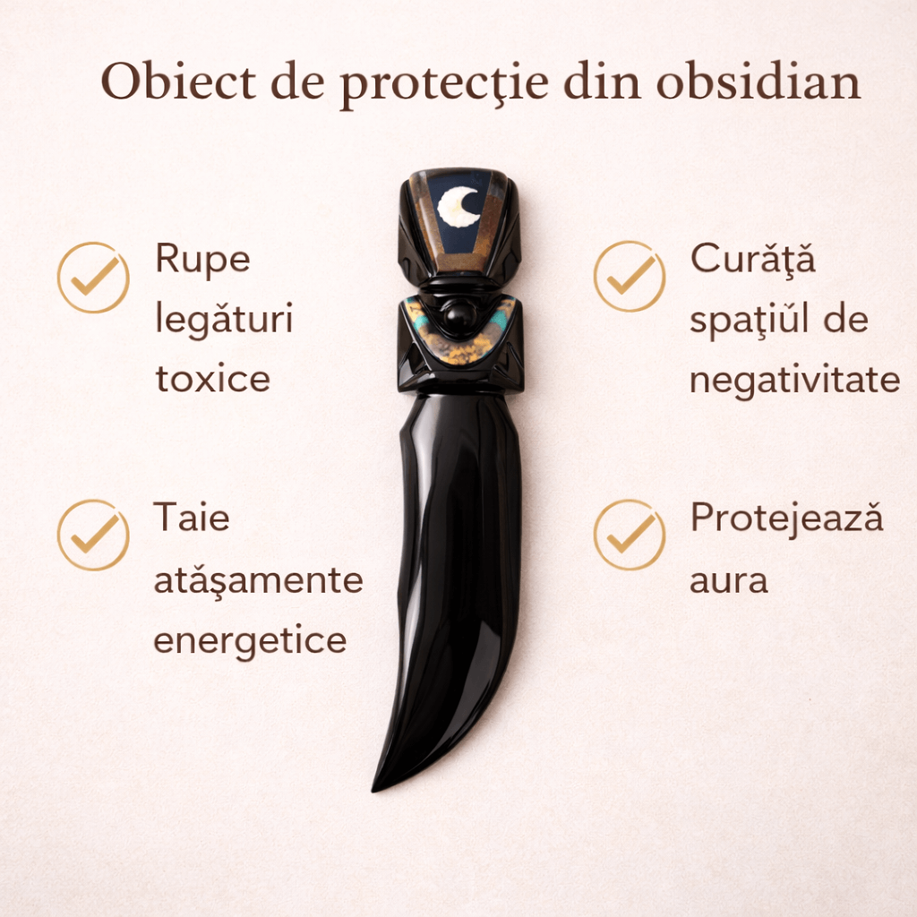 Cutit ceremonial din Obsidian natural – Editie limitata Mexic – 20 cm