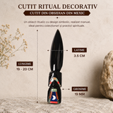 Cutit Ritualic din Obsidian Negru Mexican Lucrat Manual – Claritate si Transformare