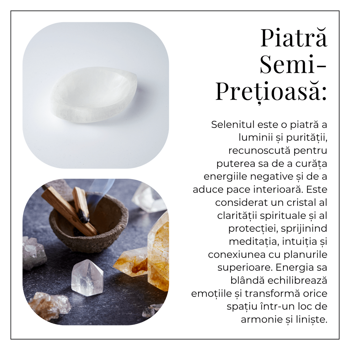 Bol din Selenit Natural - Purificare Energetica si Incarcare Cristalina