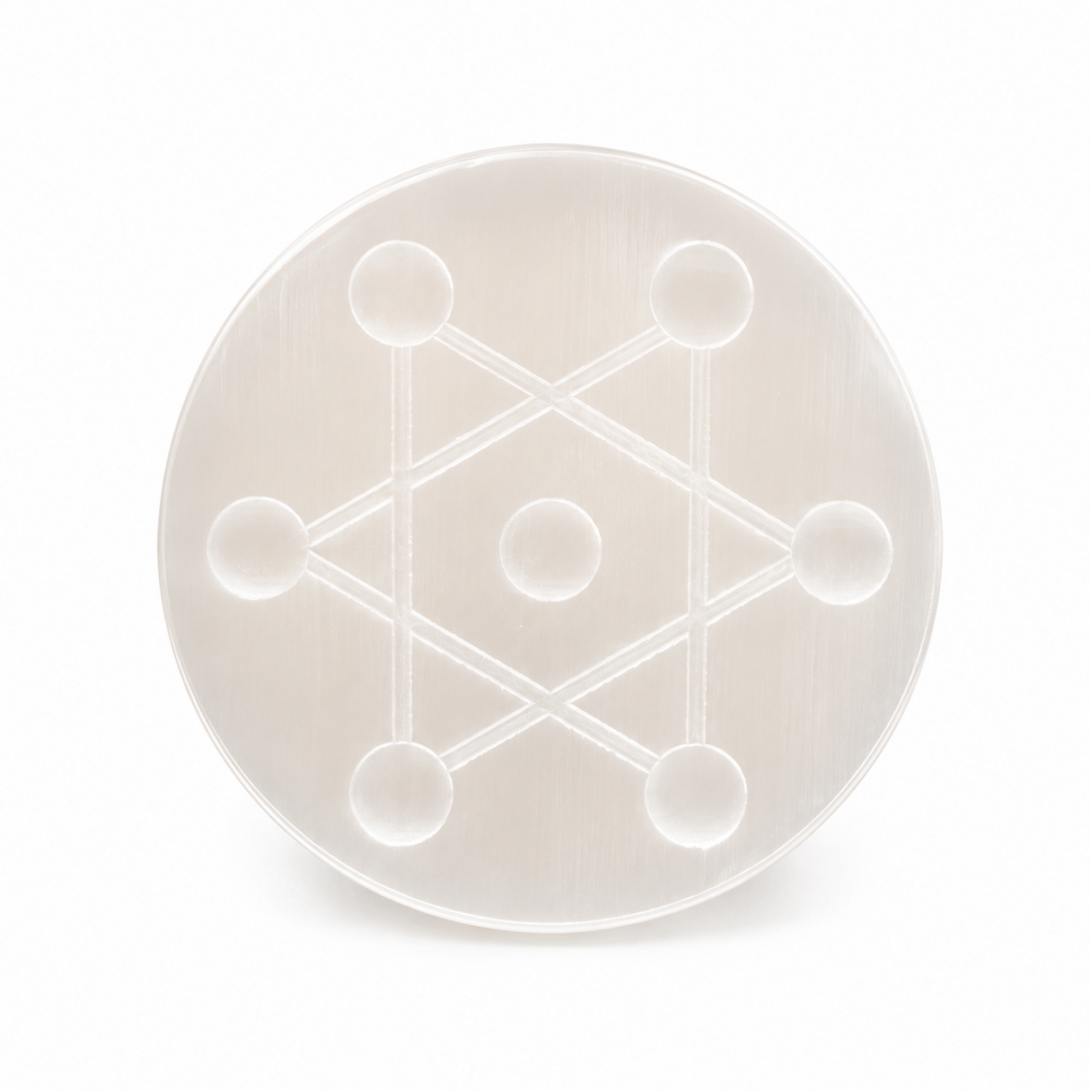 Placa din Selenit cu Simbolul Cubului lui Metatron – Purificare si Armonizare Energetica