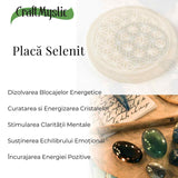 Placa Selenit cu Floarea Vietii – Purificare, Armonie si Reincarcare Energetica 10.5 cm