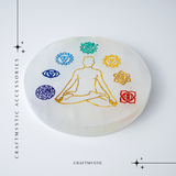 Disc Rotund din Selenit Natural Marocan - Placa Chakrelor pentru Purificare Energetica si Armonie in Spatiu