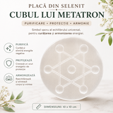 Placa din Selenit cu Simbolul Cubului lui Metatron – Purificare si Armonizare Energetica