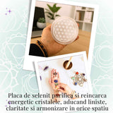 Placa Selenit cu Floarea Vietii – Purificare, Armonie si Reincarcare Energetica 10.5 cm