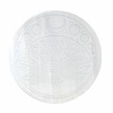 Disc Rotund din Selenit Natural 12cm - Placa Floarea Vietii pentru Purificare si Armonie Energetica