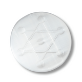 Disc Rotund din Selenit Natural 12cm - Placa cu Simbolul Metatron pentru Purificare si Protectie Energetica