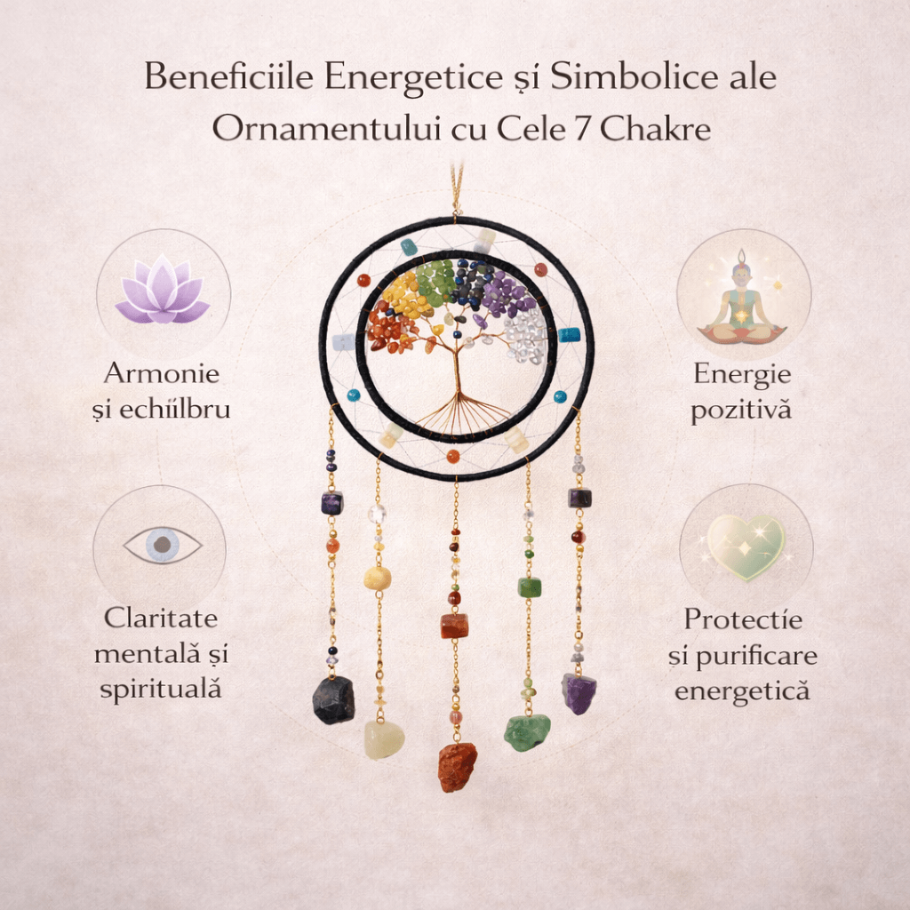 Dreamcatcher cu cele 7 chakre - un simbol al armoniei interioare si al protectiei spatiului personal