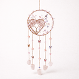 Dreamcatcher cu cuart roz, un simbol al blândeții, iubirii si linistii interioare