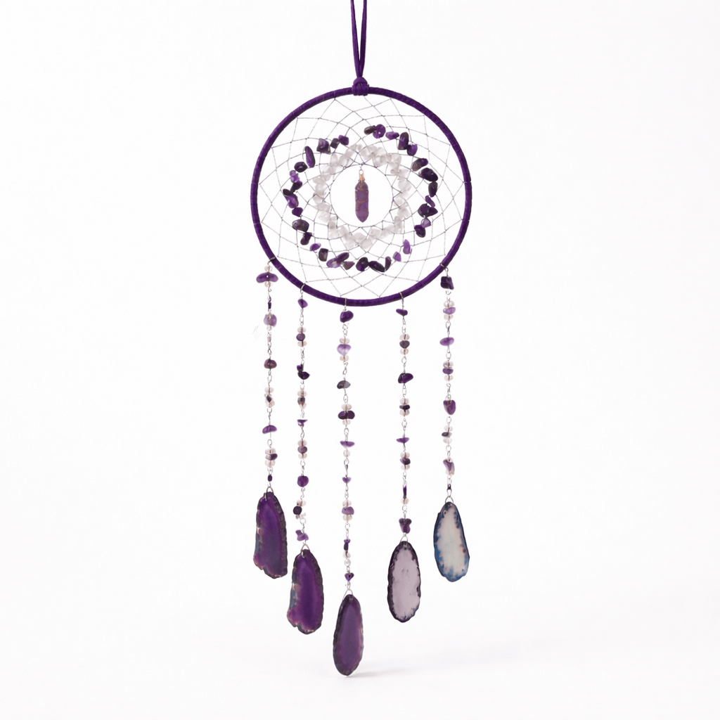 Dreamcatcher arborele vietii cu ametist – un simbol al claritătii si linistii interioare