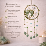 Dreamcatcher cu aventurin verde, un simbol al inimii deschise și al echilibrului natural