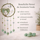 Dreamcatcher cu aventurin verde, un simbol al inimii deschise și al echilibrului natural