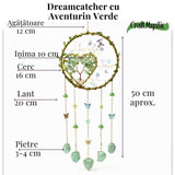 Dreamcatcher cu aventurin verde, un simbol al inimii deschise și al echilibrului natural