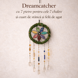 Dreamcatcher cu cele 7 Chakre si Cuart de Stanca – Echilibru Energetic si Armonie Interioara