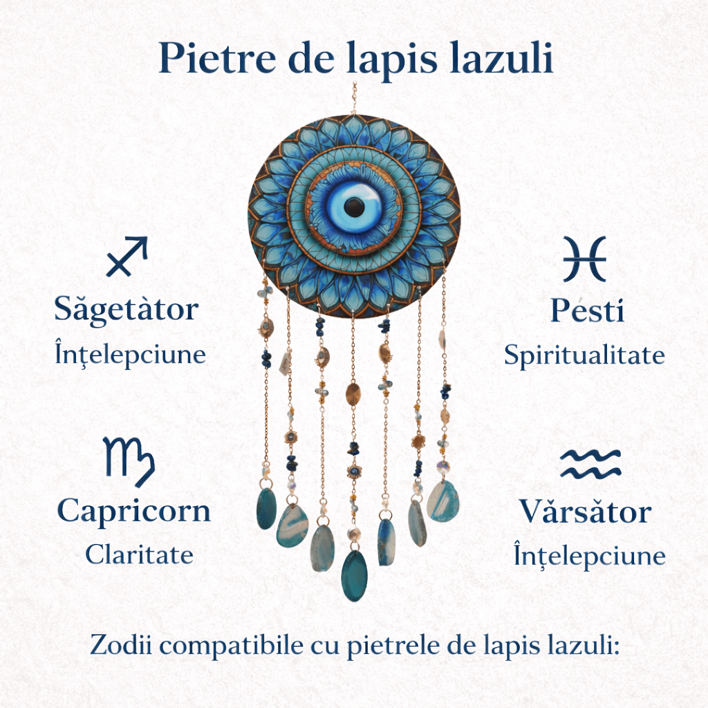 Dreamcatcher cu Lapis Lazuli si Ochi Protector – Claritate, Intuitie si Spatiu Sigur