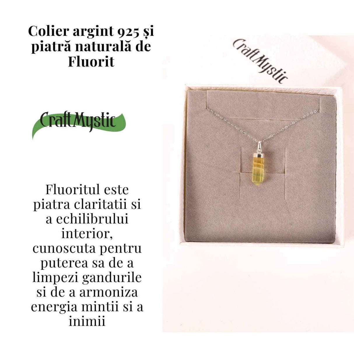 Colier Argint 925 cu Fluorit Natural - Claritate si Echilibru Interioar