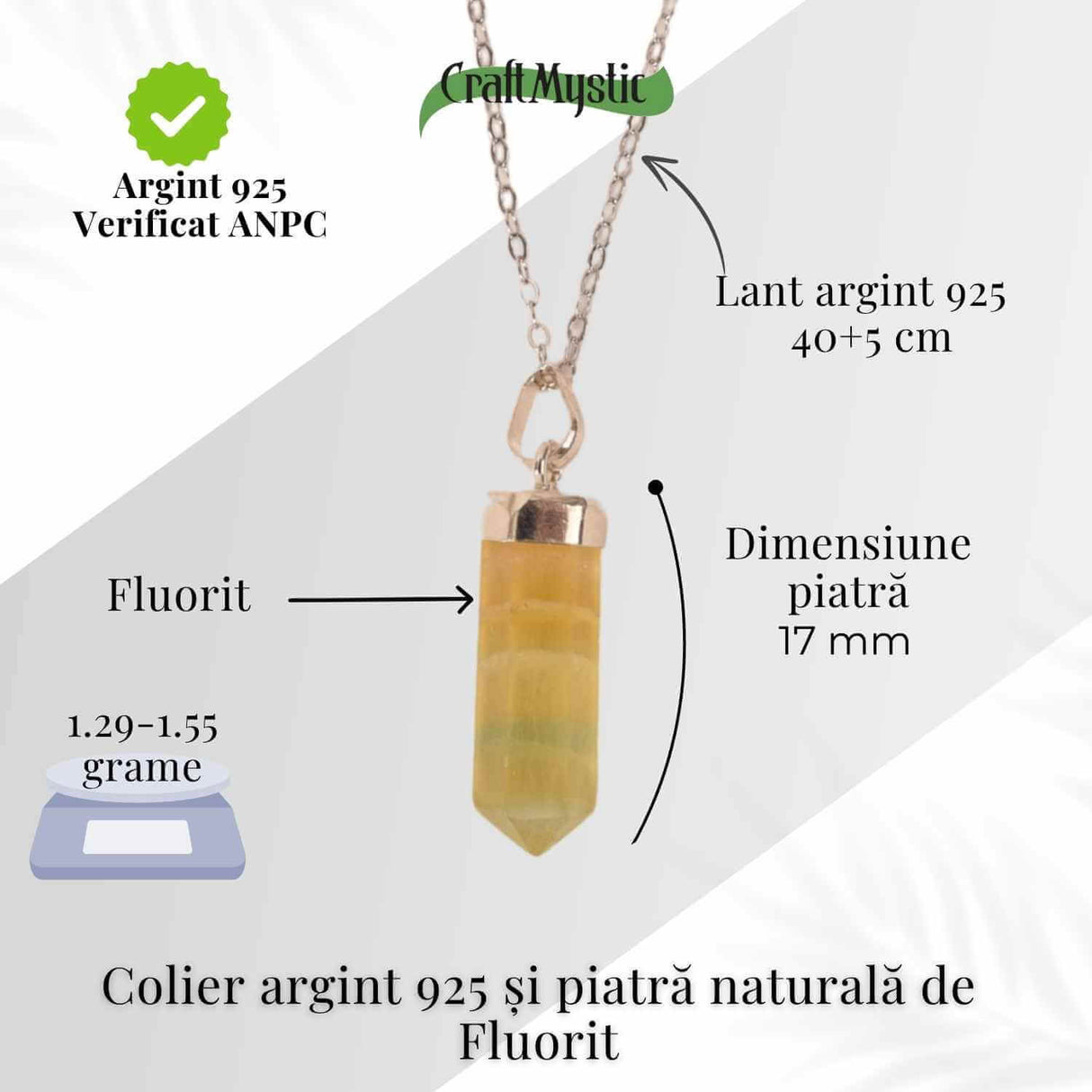 Colier Argint 925 cu Fluorit Natural - Claritate si Echilibru Interioar