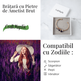 Bratara Cupru cu Ametist Brut - Claritate si Echilibru Interior