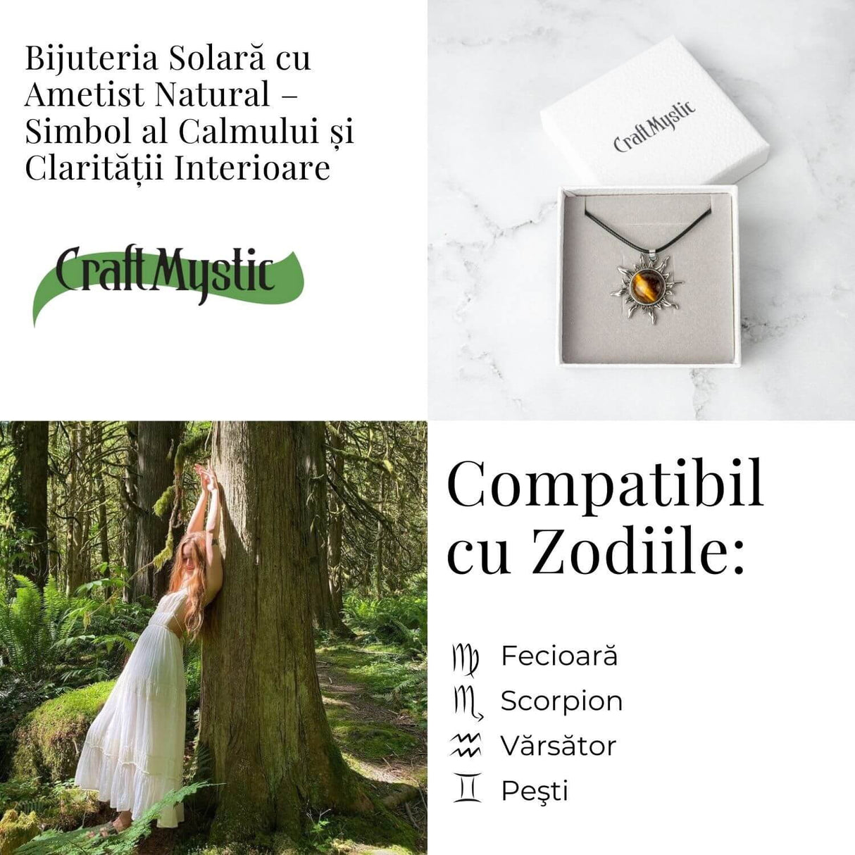 Echilibru si Spiritualitate - Colier Soare cu Ametist Natural