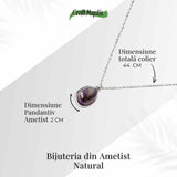 Echilibru si Liniste - Colier din Ametist Natural cu Lanț din Oțel Inoxidabil