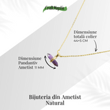 Echilibru si Linsite - Colier din Ametist Natural pe Lant de Cupru