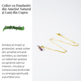 Echilibru si Linsite - Colier din Ametist Natural pe Lant de Cupru