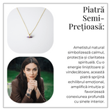 Echilibru si Linsite - Colier din Ametist Natural pe Lant de Cupru