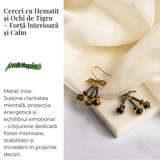 Forta Interioara si Calm - Cercei cu Hematit si Ochi de Tigru
