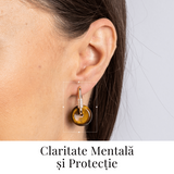 Bijuterie Protectoare - Cercei cu Piatra Ochi de Tigru model Pi