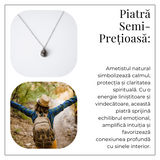 Echilibru si Liniste - Colier din Ametist Natural cu Lanț din Oțel Inoxidabil