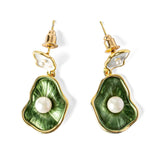 Eleganta si Delicatețe - Cercei Lotus Leaf cu Perle Naturale