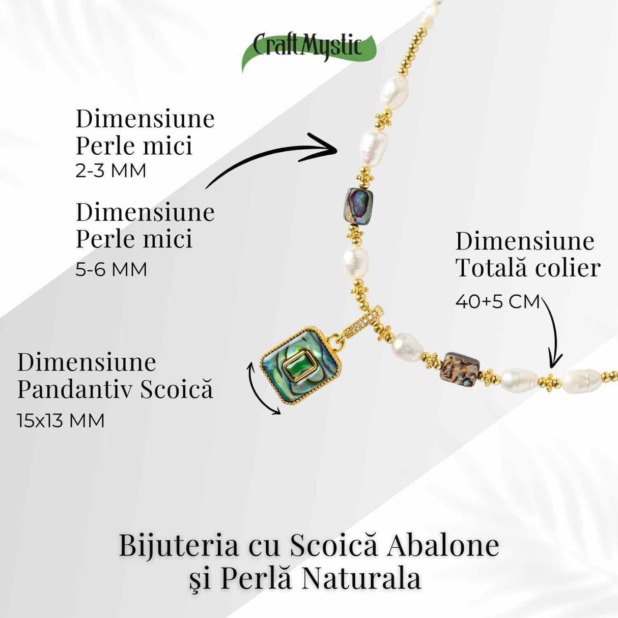 Eleganta si Armonie - Colier cu Perle si Scoica Abalone Naturale