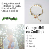 Energie Feminina- Bratara cu Perle, Piatra lunii si Cristal Capsuna