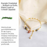 Energie Feminina- Bratara cu Perle, Piatra lunii si Cristal Capsuna