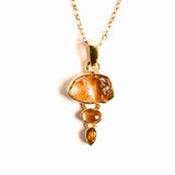 Energie Pozitiva si Prosperitate -Colier inox si pandantiv argint 925 placat cu aur de18k si Triplu Citrin