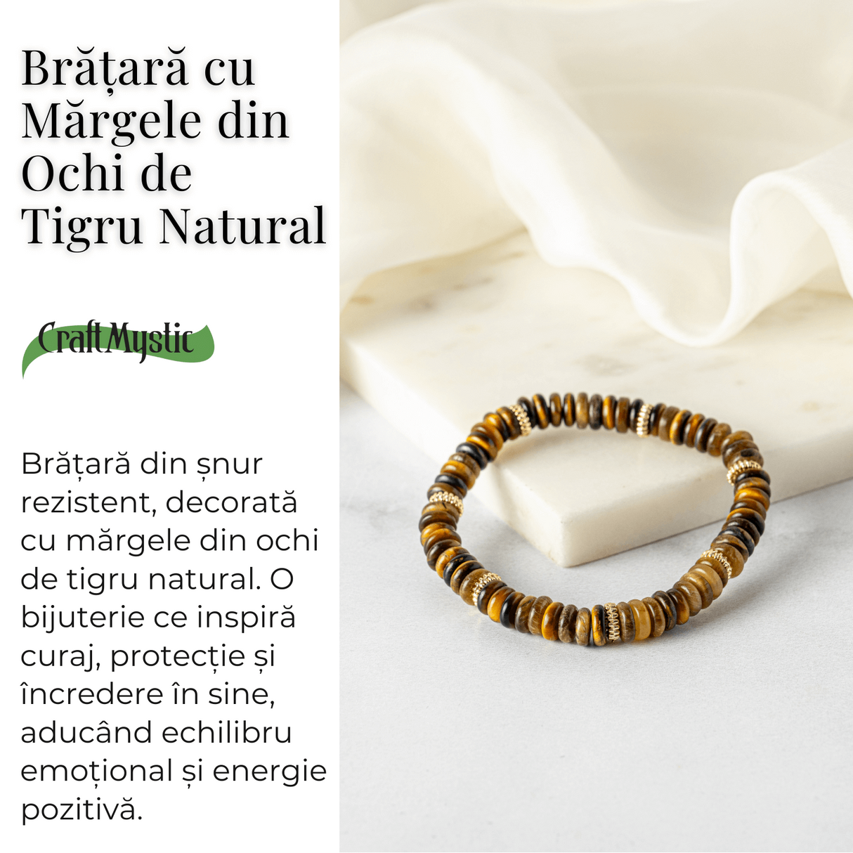 Bratara din Ochi de Tigru Natural - Energie si Protectie Zilnica