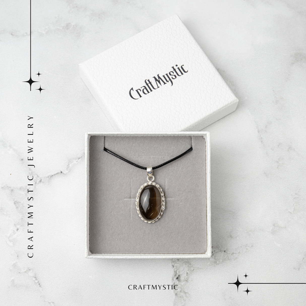 Colier cu Cuart Fumuriu Natural Oval/Rotund - Protectie si Echilibru