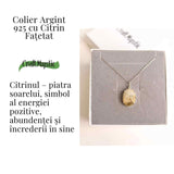 Lumina Interioara si Energie Pozitiva - Colier Oval cu Citrin Fatetat si Argint 925