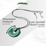 Colier Malachit Natural Pi pe Snur Reglabil - Transformare, Protectie si Echilibru Interior