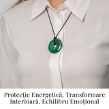 Colier Malachit Natural Pi pe Snur Reglabil - Transformare, Protectie si Echilibru Interior