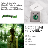 Colier Malachit Natural Pi pe Snur Reglabil - Transformare, Protectie si Echilibru Interior