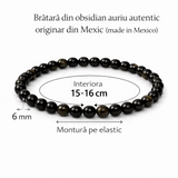 Inimioara obsidian rgintiu sau auriu Mexican cu lant ag 925
